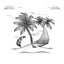 beach with sand coconut tree and sky tattoo design idea