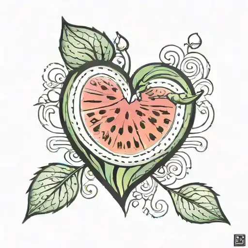 watermelon heart shape tattoo design idea