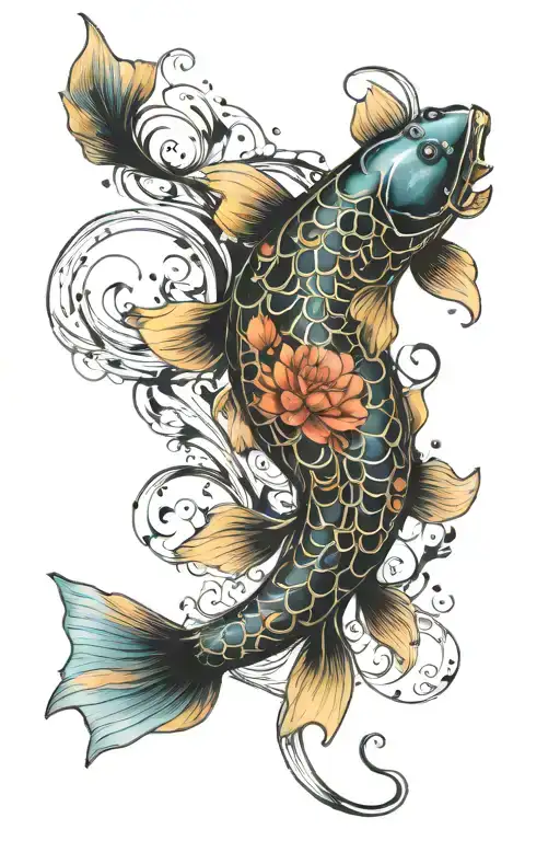 semicolon koi fish  tattoo design idea