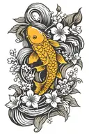 koi fish semicolon cherry blossom tree tattoo design idea