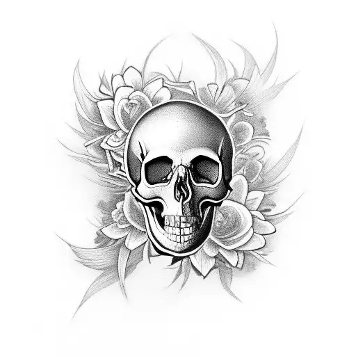 flowers, skull, cross, wing, bugs, native american tattoo design idea