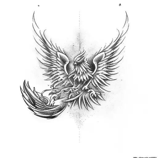 phoenix gripping trans pride flag tattoo design idea