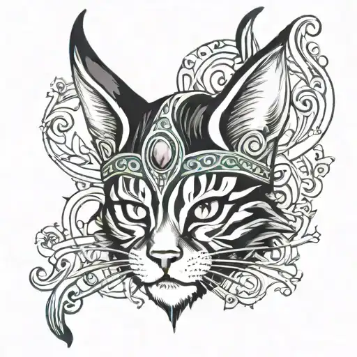 Loki helmet on a cat sitting tattoo design idea