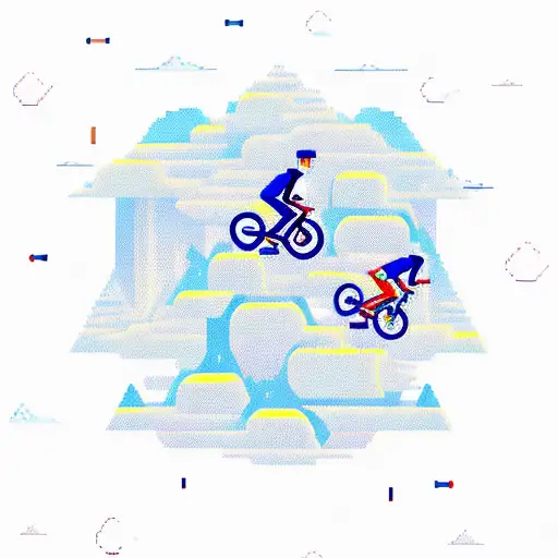 A new-school design featuring a pixelated mountain biker jumping over a code-filled landscape. tattoo design idea