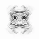 A surreal tattoo of eyes with a hypnotic swirl design, encircled by teeth tattoo design idea