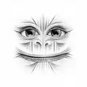 A surreal tattoo of eyes with a hypnotic swirl design, encircled by teeth tattoo design idea