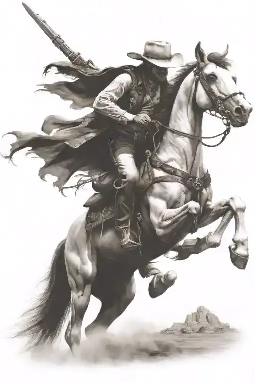 skelton cowboy riding a skeleton horse tattoo design idea