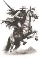 skelton cowboy riding a skeleton horse tattoo design idea