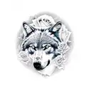 wolf bear moon roses tattoo design idea
