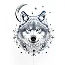 wolf bear moon roses tattoo design idea