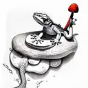 gecko half laying on a red and white mushroom smoking a hookah tattoo design idea
