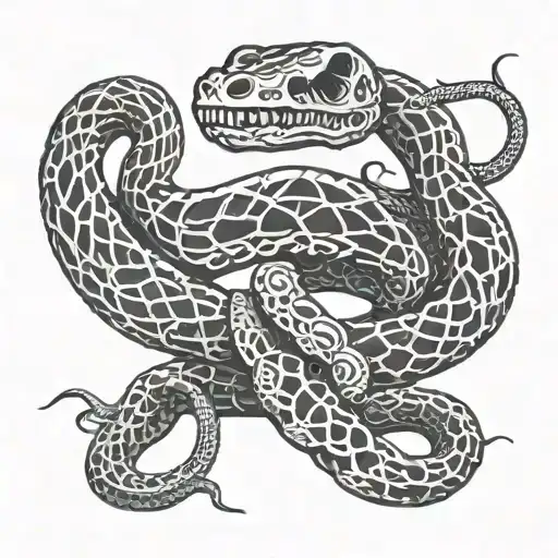 skeleton snake tattoo design idea
