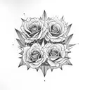 skeleton rock and roll hand with sunflowers and roses  tattoo design idea