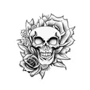 skeleton rock and roll hand with sunflowers and roses  tattoo design idea