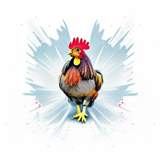 fighting rooster and scale tattoo design idea