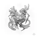 fighting rooster and scale tattoo design idea