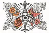 third eye open, jesus, religion, cross, angels tattoo design idea