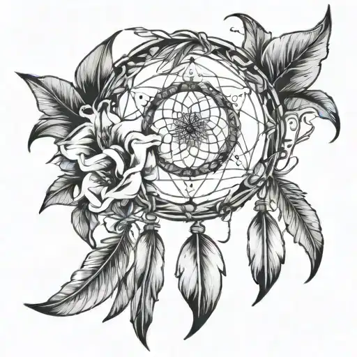 Dream catcher and cala lily tattoo tattoo design idea