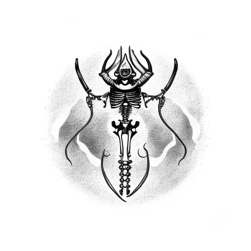 Capricorn full body skeleton  tattoo design idea