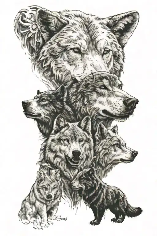 wolf and bear  tattoo design idea