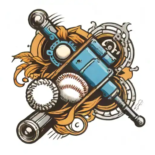 softball, engineer, electrical, blue accent  tattoo design idea