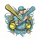 softball, electrical engineer, blue accents, male  tattoo design idea