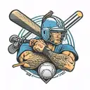 softball, electrical engineer, blue accents, male  tattoo design idea