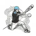 softball, electrical engineer, blue accents, male  tattoo design idea