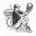 softball, electrical engineer, blue accents, male  tattoo design idea