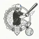 softball, electrical engineer, blue accents, male  tattoo design idea