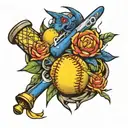 softball, electrical engineer, blue accents  tattoo design idea