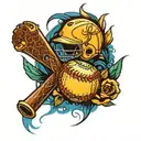 softball, electrical engineer, blue accents  tattoo design idea