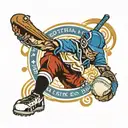 softball, electrical engineer, blue accents, male  tattoo design idea