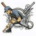 softball, electrical engineer, blue accents, male  tattoo design idea