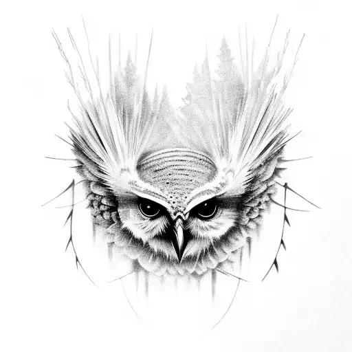 witch crow owl tattoo design idea