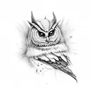 witch crow owl tattoo design idea
