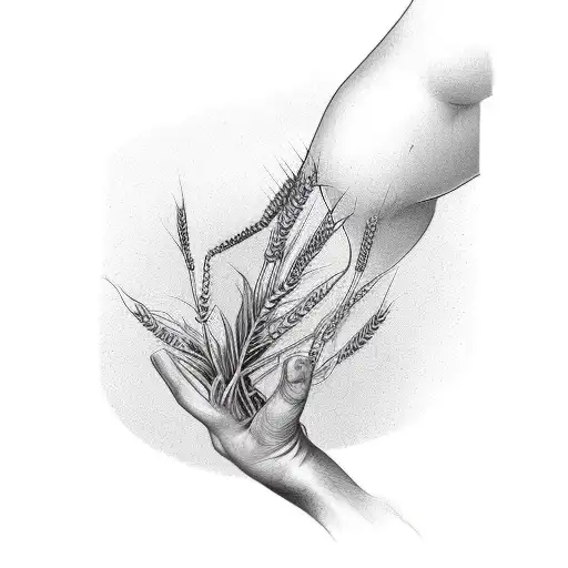 3 wheat plants on arm with roots on hand tattoo design idea