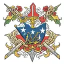 Acadian Flag shattered like tattoo design idea