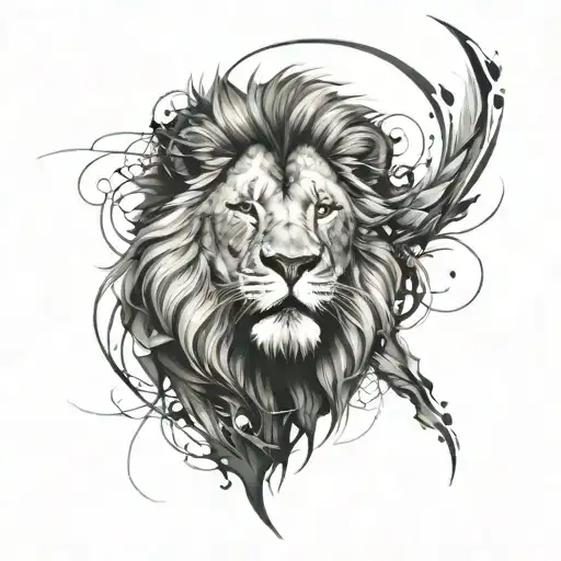 abstract lion head tattoo design idea