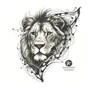 abstract lion head tattoo design idea