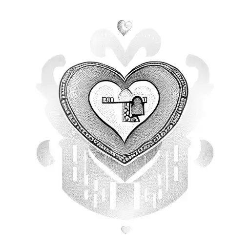 A heart-shaped lock with 'Rhoda' as the key tattoo design idea