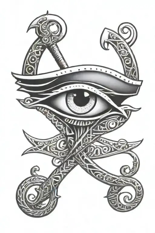 eye of horus and ra with ankh in the middle tattoo design idea