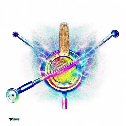 A stethoscope transforming into a guitar tattoo design idea