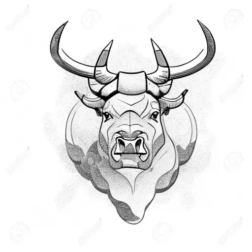 A majestic bull charging through a forest tattoo design idea