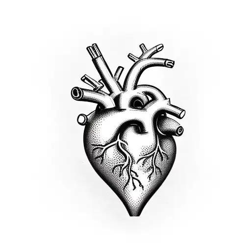 An anatomical heart with musical notes intertwined tattoo design idea