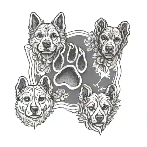 Memory tattoo for 3 dogs paw tattoo design idea