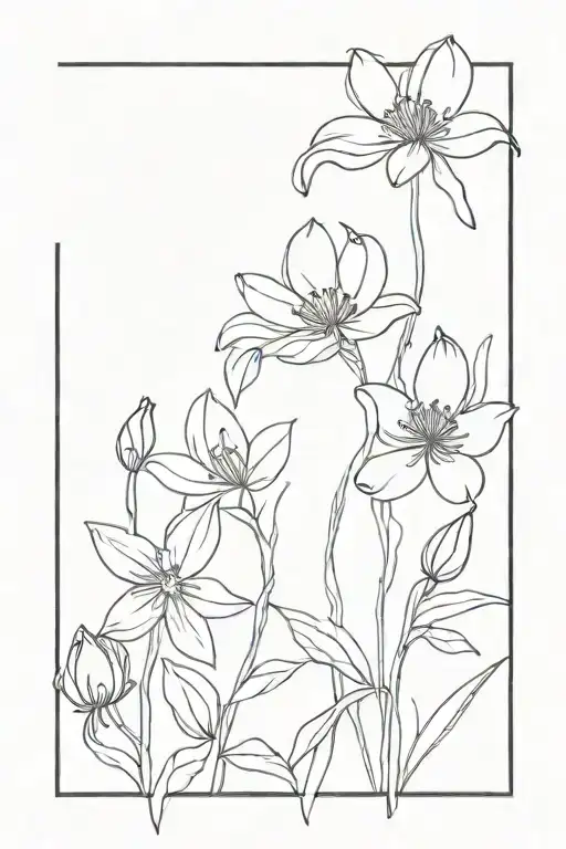 aster flower and snow drop flower intertwined tattoo design idea