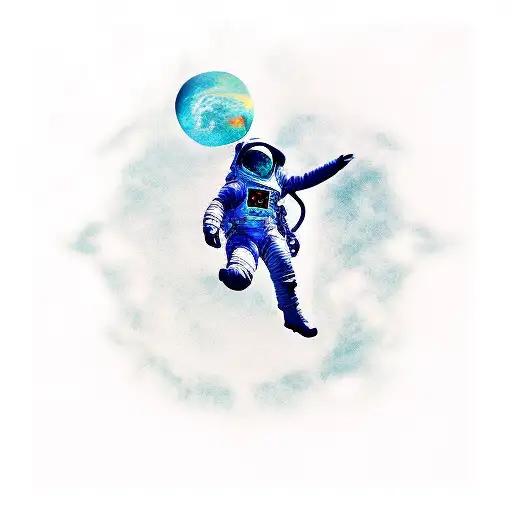 space man falling from galaxy  tattoo design idea