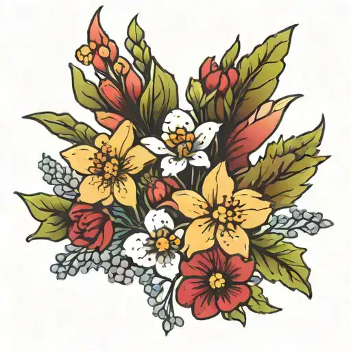 West Virginia Wildflowers Dainty tattoo design idea
