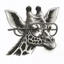giraffe head with large rimmed eyeglasses tattoo design idea